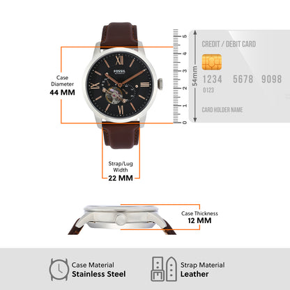 Fossil Analog Black & Leather Men's Watch ME3061