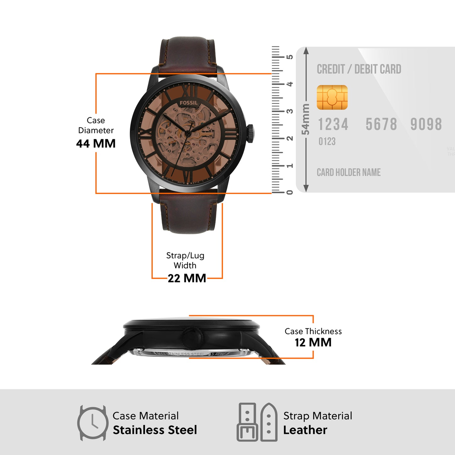 Fossil Analog Brown & Leather Men's Watch ME3098