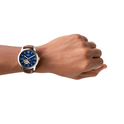 Fossil Analog Blue & Leather Men's Watch ME3110
