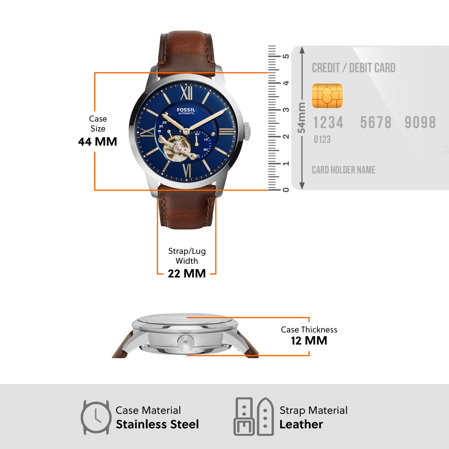 Fossil Analog Blue & Leather Men's Watch ME3110