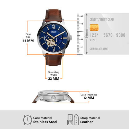 Fossil Analog Blue & Leather Men's Watch ME3110