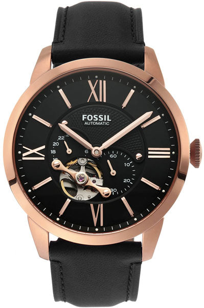 Fossil Analog Black & Leather Men's Watch ME3170