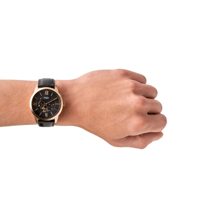Fossil Analog Black & Leather Men's Watch ME3170