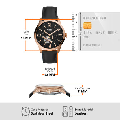 Fossil Analog Black & Leather Men's Watch ME3170