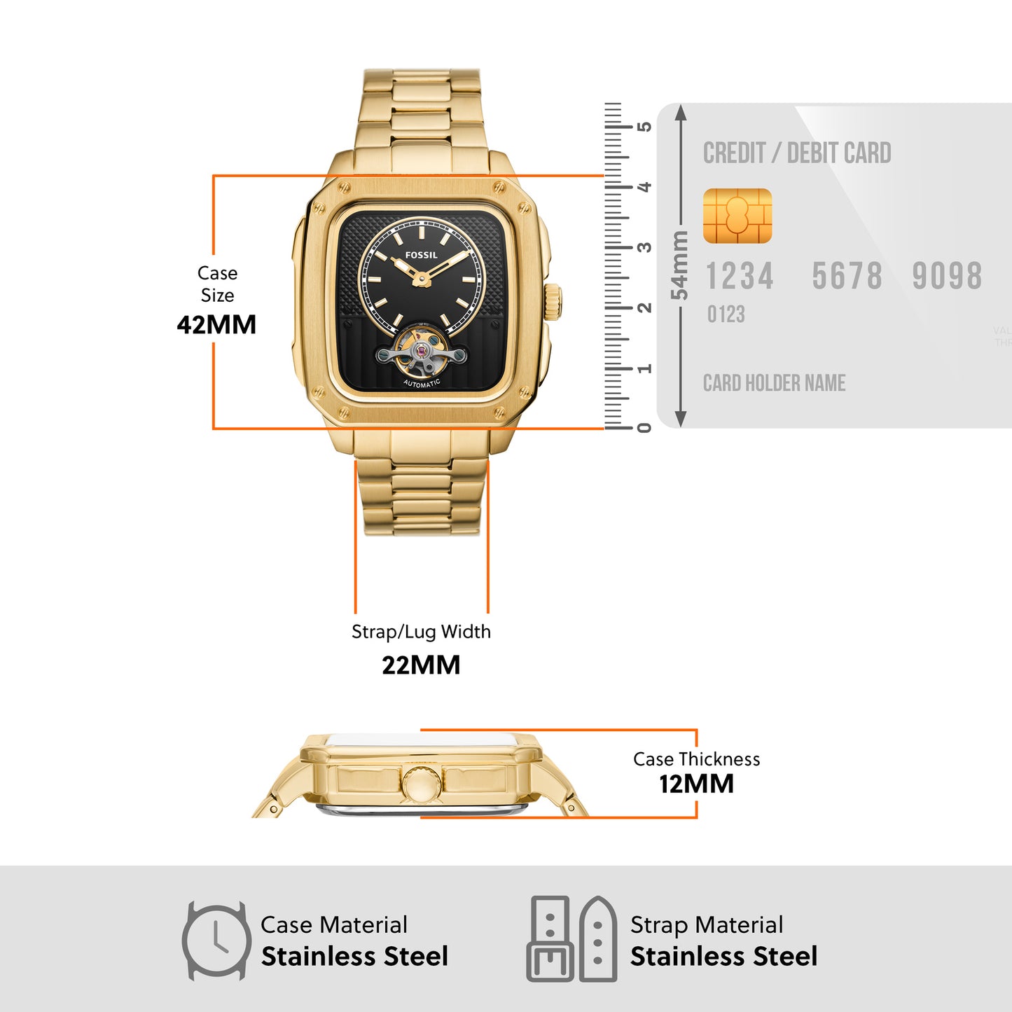 Fossil Analog Black & Stainless Steel Men's Watch ME3239