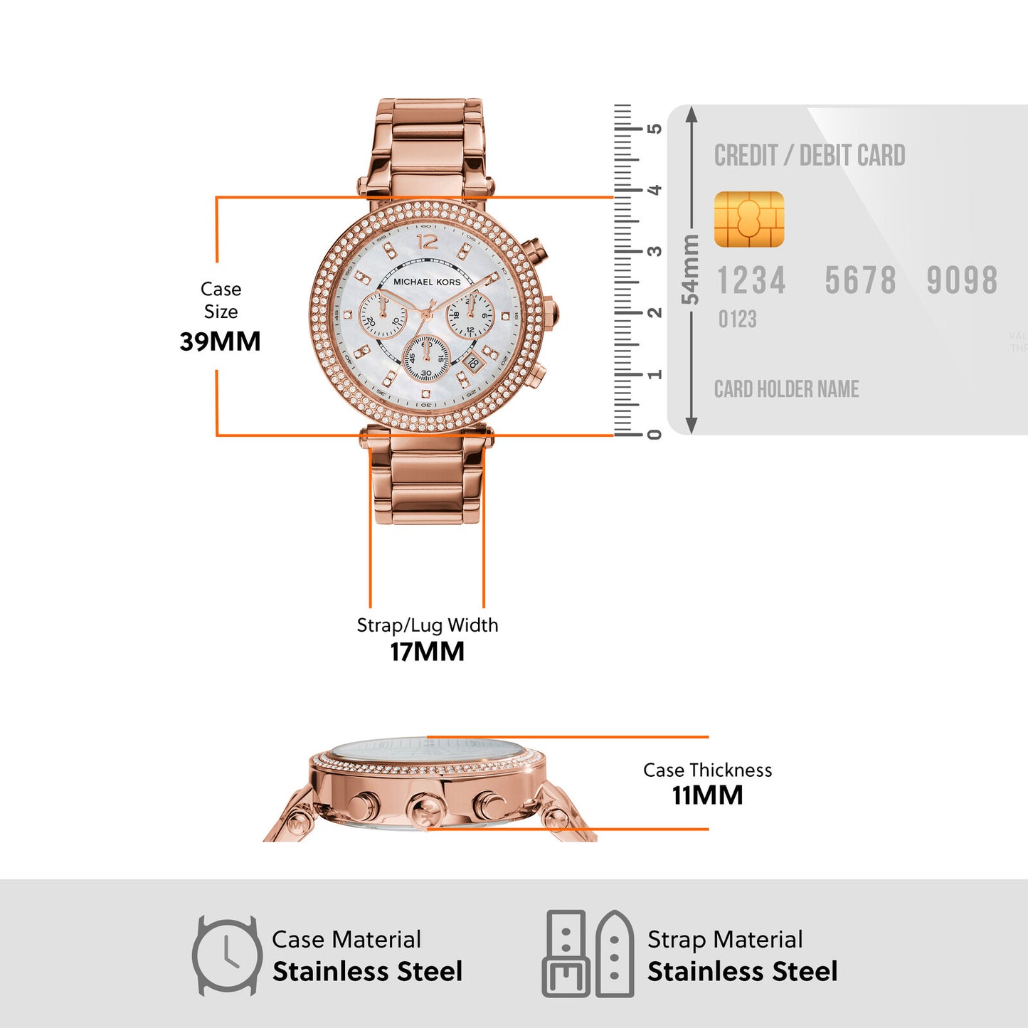 Michael Kors Chronograph Mother Of Pearl & Stainless Steel Women's Watch MK5491