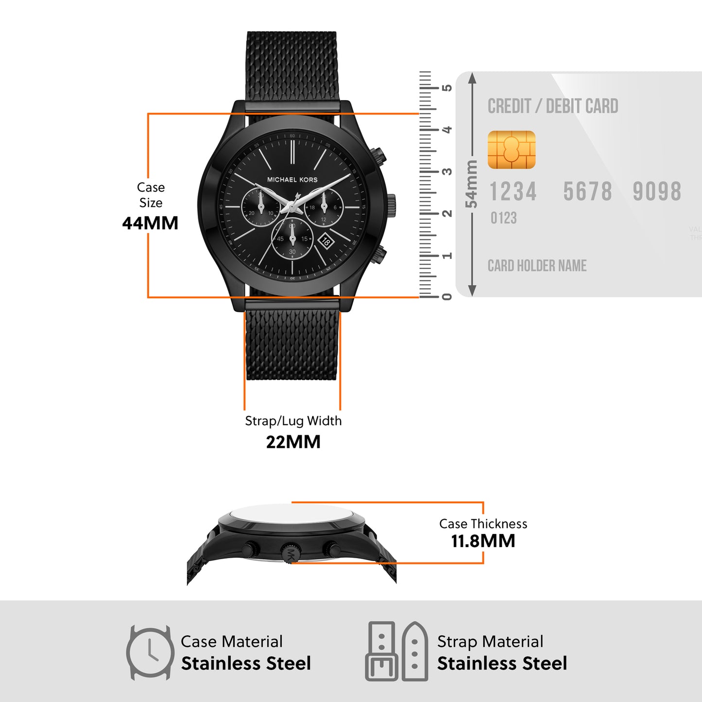Michael Kors Chronograph Black & Stainless Steel Men's Watch MK9060