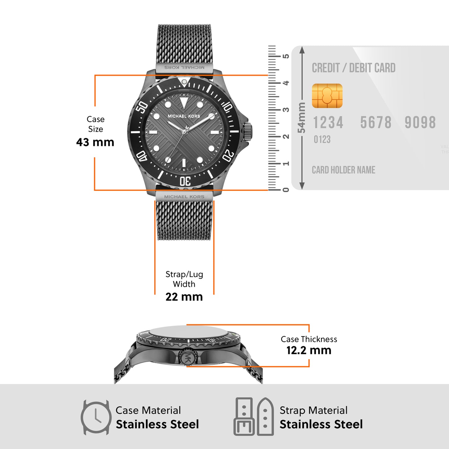 Michael Kors Analog Gray & Stainless Steel Men's Watch MK9093